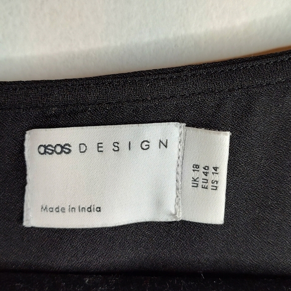 ☀ASOS Design Women's Midi Length embroidered button front dress, puff sleeve, 14 - Picture 3 of 8